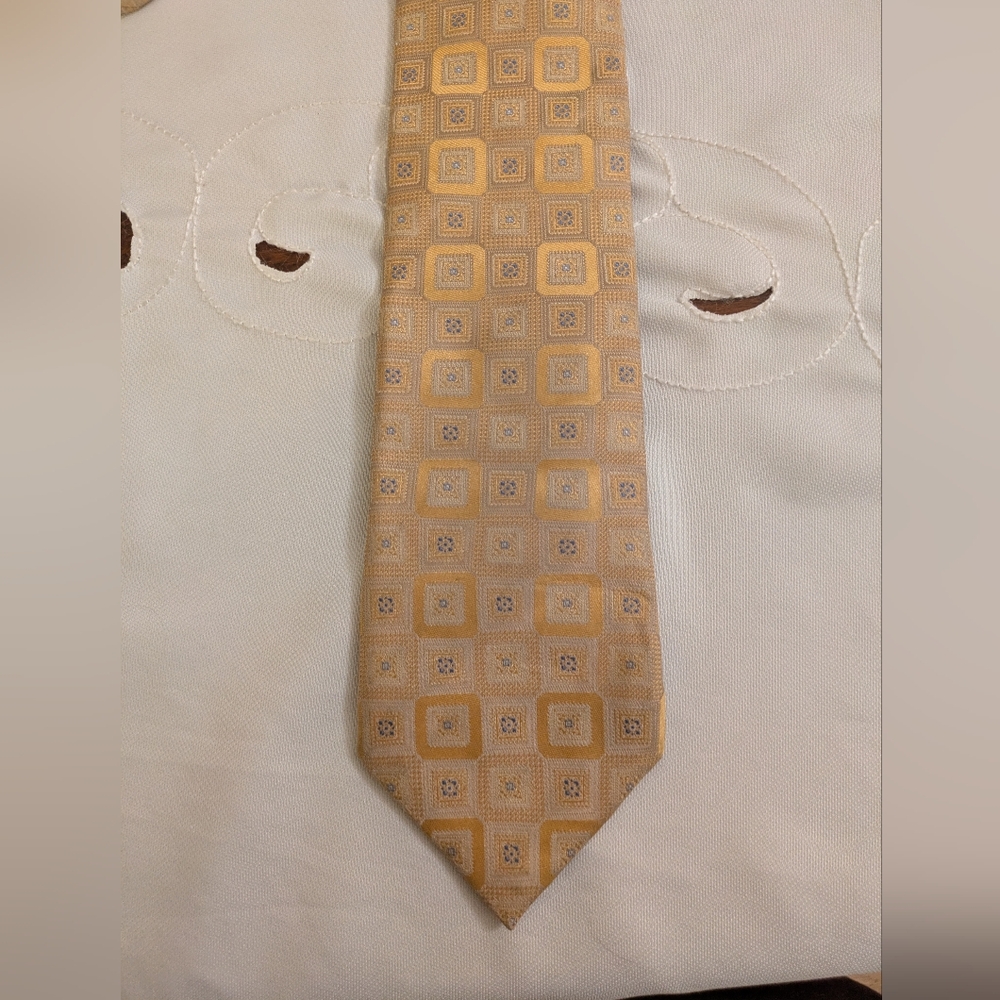 Canali - Gold Geometric Men's Tie - 100% Silk - Made In Italy